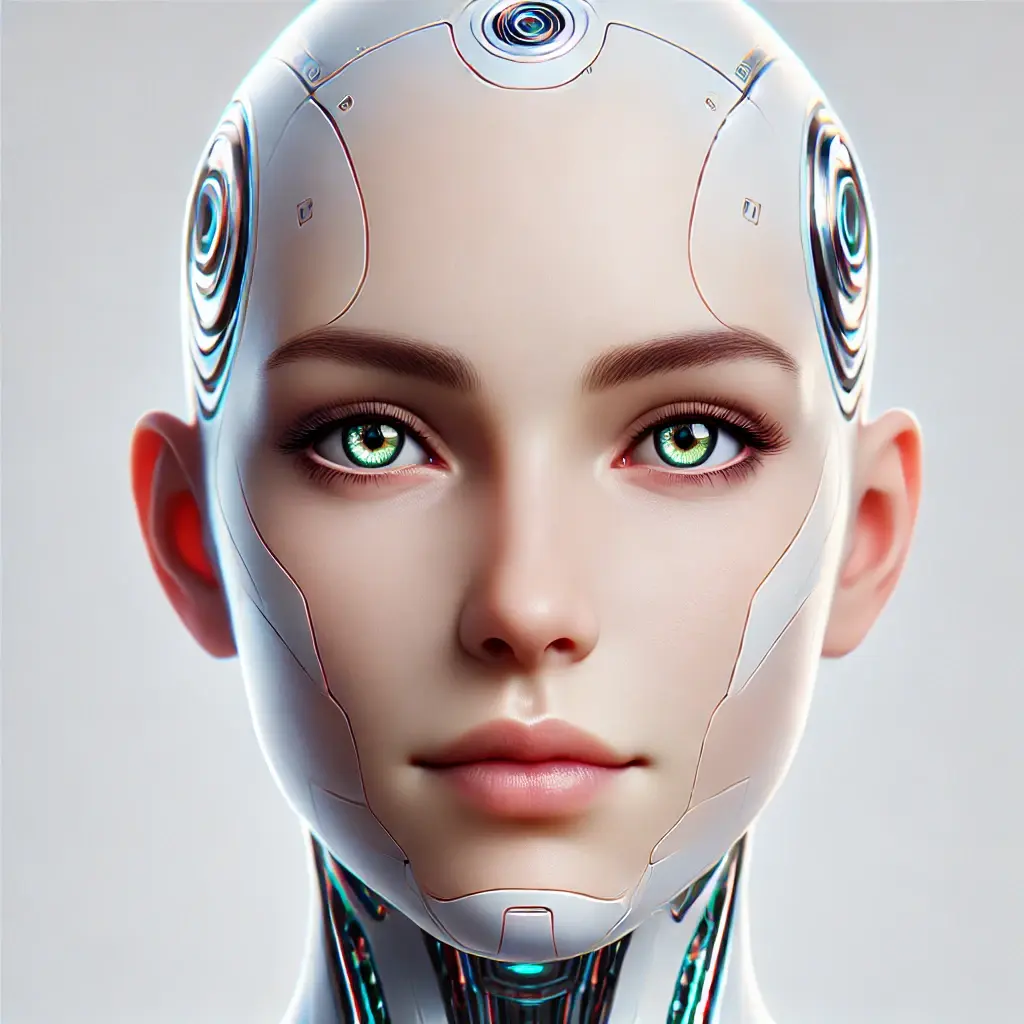 DALL·E 2025-02-04 09.09.50 - A highly realistic humanoid AI with minimal robotic elements, emphasizing a natural human appearance. The HTF-Agent should have soft, lifelike skin, e